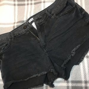 Distressed black Denim shorts